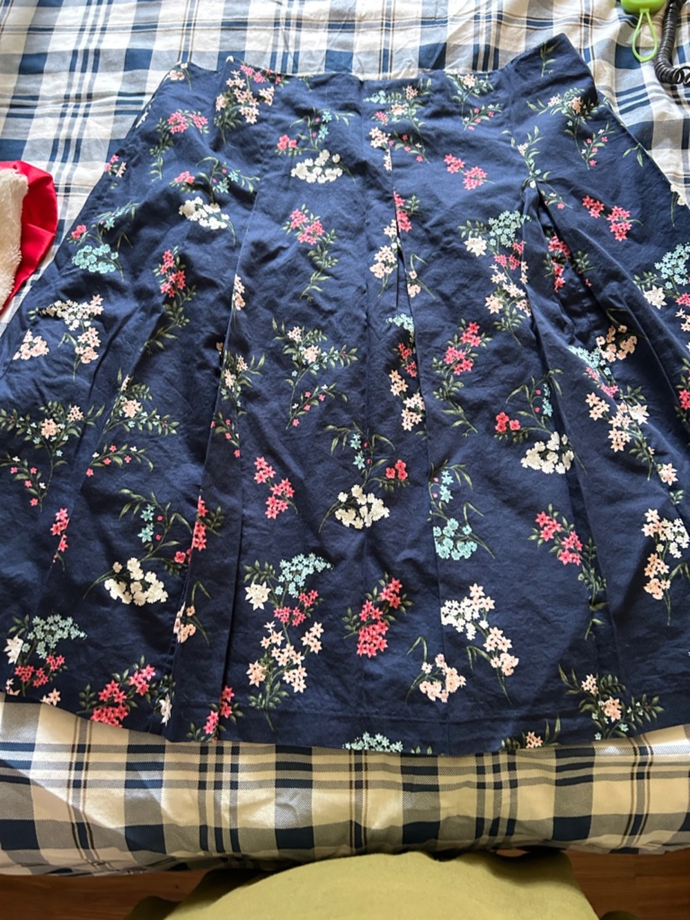 Charter Club Navy Floral A-Line Skirt